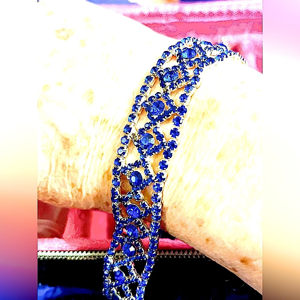 Crystal blue persuasion bracelet adjustable sparkly Matching necklace availble